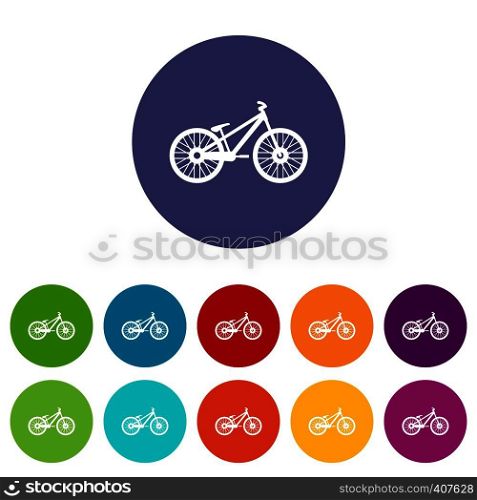 Bike set icons in different colors isolated on white background. Bike set icons