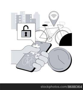 Bike sharing abstract concept vector illustration. Public bike rental, bicycle sharing application, green urban transportation, book a ride online, ecological city transport abstract metaphor.. Bike sharing abstract concept vector illustration.