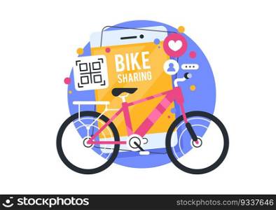 bike sharing illustration, bike rental application. Modern online applications. Concept business illustration.