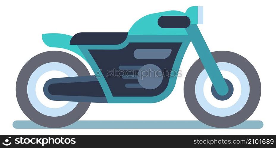 Bike side view. Cartoon icon of motor vehicle isolated on white background. Bike side view. Cartoon icon of motor vehicle