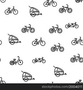 Bike Transport And Accessories Vector Seamless Pattern Thin Line Illustration. Bike Transport And Accessories Vector Seamless Pattern
