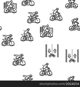Bike Transport And Accessories Vector Seamless Pattern Thin Line Illustration. Bike Transport And Accessories Vector Seamless Pattern