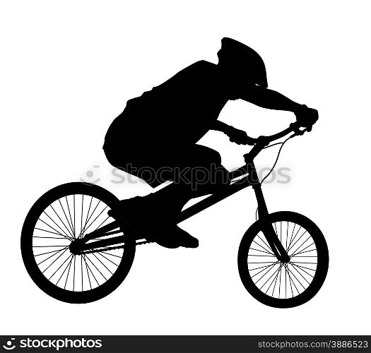 Bike trick detailed vector silhouettes. Sports design. Biker vector silhouette