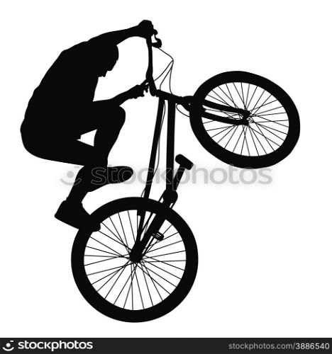 Bike trick detailed vector silhouettes. Sports design. Biker vector silhouette