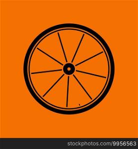 Bike Wheel Icon. Black on Orange Background. Vector Illustration.
