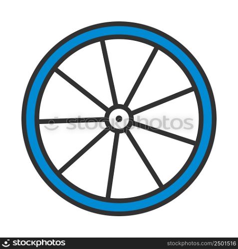 Bike Wheel Icon. Editable Bold Outline With Color Fill Design. Vector Illustration.