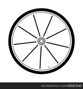 Bike Wheel Icon. Flat Color Design. Vector Illustration.