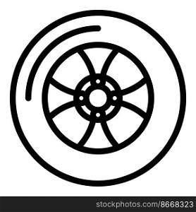 Bike wheel icon outline vector. Motor part. Front moto. Bike wheel icon outline vector. Motor part