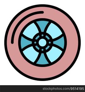 Bike wheel icon outline vector. Motor part. Front moto color flat. Bike wheel icon vector flat