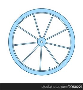 Bike Wheel Icon. Thin Line With Blue Fill Design. Vector Illustration.