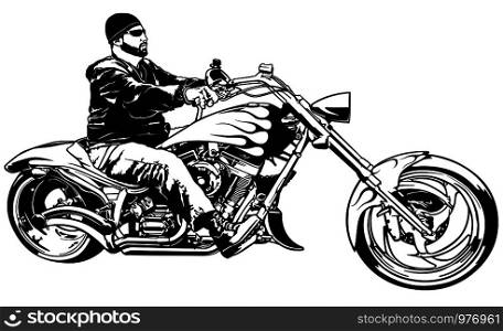 Biker on Motorcycle from Profile