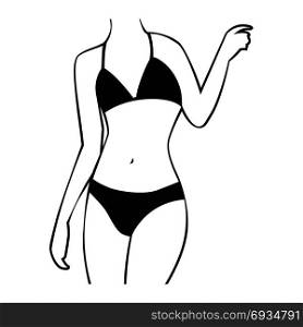 Bikini girl drawing black and white, symbol, vector illustration design.
