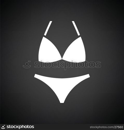 Bikini icon. Black background with white. Vector illustration.