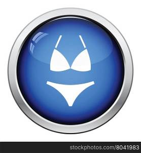 Bikini icon. Glossy button design. Vector illustration.