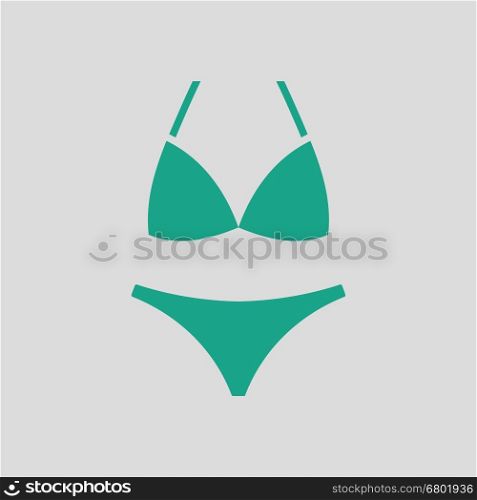 Bikini icon. Gray background with green. Vector illustration.