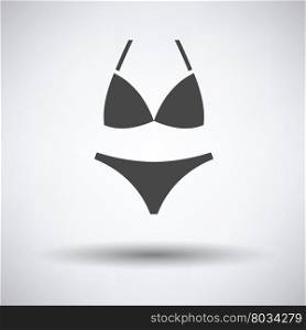 Bikini icon on gray background, round shadow. Vector illustration.