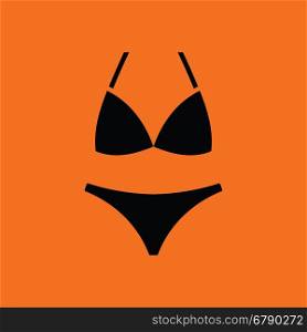 Bikini icon. Orange background with black. Vector illustration.