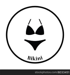 Bikini icon. Thin circle design. Vector illustration.