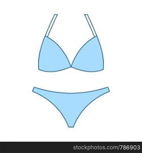 Bikini Icon. Thin Line With Blue Fill Design. Vector Illustration.