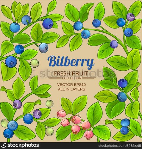 bilberry vector frame on color background. bilberry vector frame