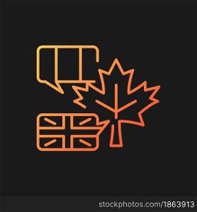 Bilingual country gradient vector icon for dark theme. French and english speaking population. Linguistic duality. Thin line color symbol. Modern style pictogram. Vector isolated outline drawing. Bilingual country gradient vector icon for dark theme