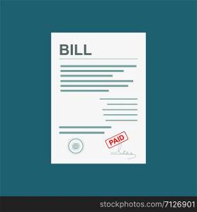Bill document icon isolated on blue background. Vector