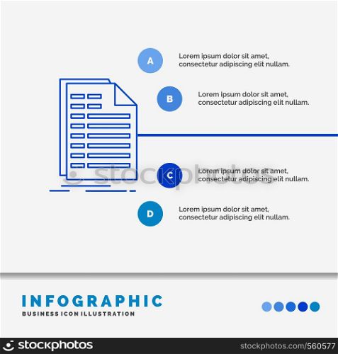 Bill, excel, file, invoice, statement Infographics Template for Website and Presentation. Line Blue icon infographic style vector illustration. Vector EPS10 Abstract Template background