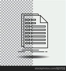 Bill, excel, file, invoice, statement Line Icon on Transparent Background. Black Icon Vector Illustration. Vector EPS10 Abstract Template background