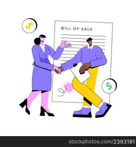 Bill of sale abstract concept vector illustration. Written selling legal document, transfer ownership of goods, execution of a sales contract, security bill, third party purchase abstract metaphor.. Bill of sale abstract concept vector illustration.