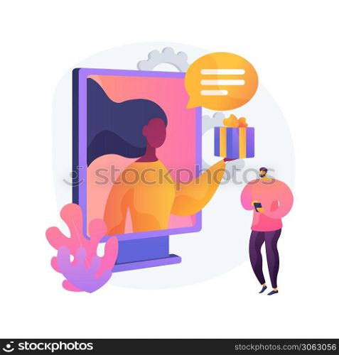 Billboard advertisement, street advertising, promo poster. Advantageous proposition, gift to customer, client attraction. Passerby cartoon character. Vector isolated concept metaphor illustration.. Billboard advertisement vector concept metaphor.