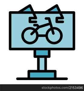 Billboard bike rent icon. Outline billboard bike rent vector icon color flat isolated. Billboard bike rent icon color outline vector