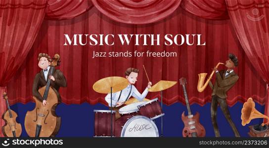 Billboard template with jazz music concept,watercolor style. Billboard template with jazz music concept,watercolor styleBillboard template with jazz music concept,watercolor style