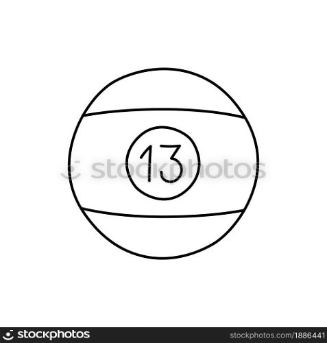 Billiard ball. Sport equipment line sketch. Hand drawn doodle outline icon. Vector black and white freehand fitness illustration
