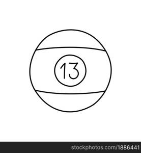 Billiard ball. Sport equipment line sketch. Hand drawn doodle outline icon. Vector black and white freehand fitness illustration