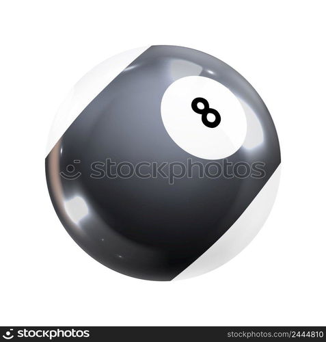 Billiard Ball With Eight Number Accessory Vector. Billiard Gaming Tool For Enjoying And Playing Competitive Game. Gambling Equipment For Leisure Time Template Realistic 3d Illustration. Billiard Ball With Eight Number Accessory Vector