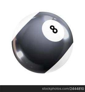Billiard Ball With Eight Number Accessory Vector. Billiard Gaming Tool For Enjoying And Playing Competitive Game. Gambling Equipment For Leisure Time Template Realistic 3d Illustration. Billiard Ball With Eight Number Accessory Vector