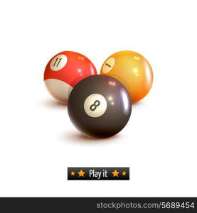 Billiard pool game balls realistic set isolated on white background vector illustration