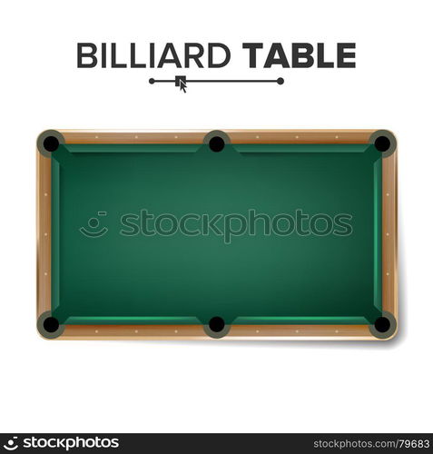 Billiard Table Vector. Classic Green Pool Table. Top View. Isolated ...