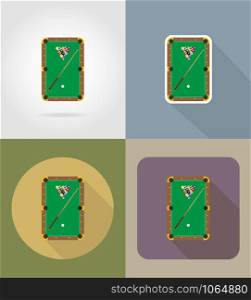 billiards table flat icons vector illustration isolated on background
