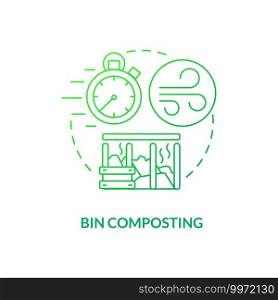 Bin composting concept icon. Composting method idea thin line illustration. Recycling food waste in small spaces. Speeding up decomposition. Vector isolated outline RGB color drawing. Bin composting concept icon