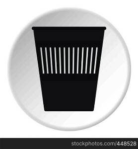 Bin for papers icon in flat circle isolated vector illustration for web. Bin for papers icon circle