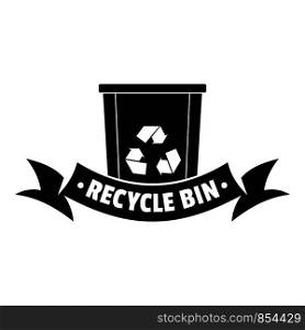 Bin recycle logo. Simple illustration of bin recycle vector logo for web. Bin recycle logo, simple black style