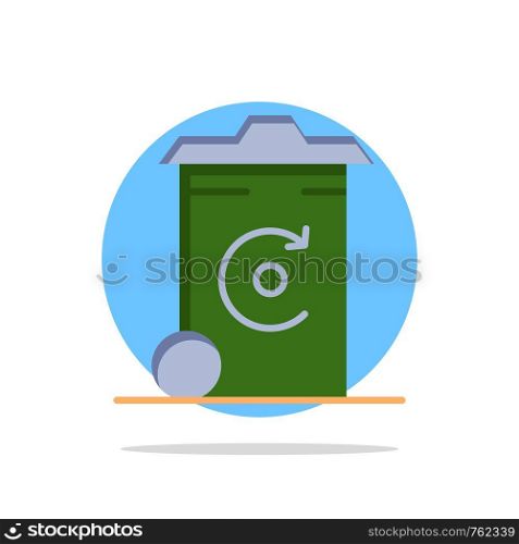 Bin, Recycling, Energy, Recycil bin Abstract Circle Background Flat color Icon