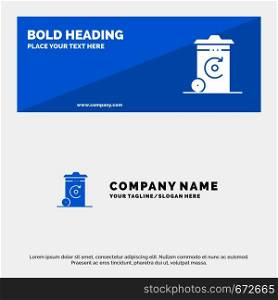 Bin, Recycling, Energy, Recycil bin SOlid Icon Website Banner and Business Logo Template
