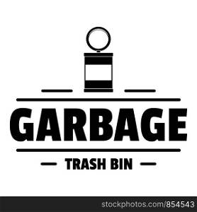 Bin trash garbage logo. Simple illustration of bin trash garbage vector logo for web. Bin trash garbage logo, simple black style