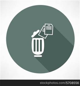 bin with documents icon. Flat modern style vector illustration