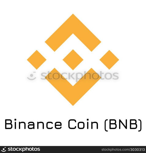 Binance Coin (BNB). Vector illustration crypto co. Vector illustration crypto coin icon on isolated white background Binance Coin (BNB). Name of the crypto currency and the short trade name on the exchange. Digital currency