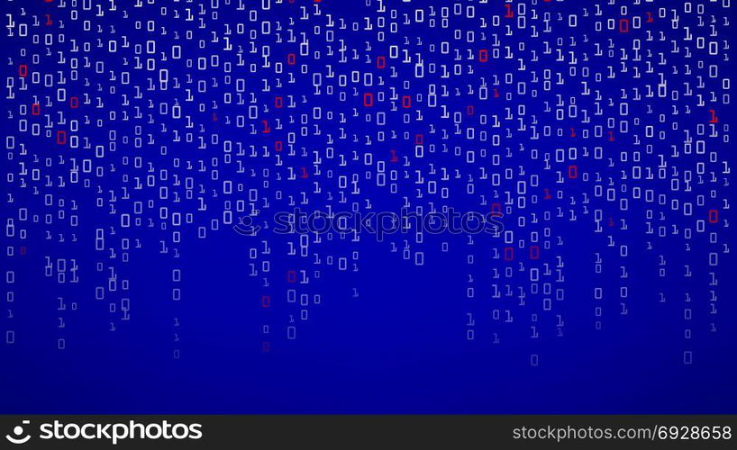Binary Background. Algorithm Binary, Data Code, Decryption And Encoding, Row Matrix. Vector Illustration. Binary Cyberspace Background. Coding Or Hacker Concept. Matrix Style. Vector