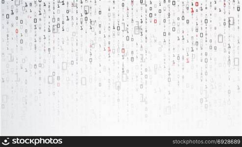 Binary Background. Data And Technology, Decryption And Encryption. Computer Background Numbers 1,0. Vector Illustration. Binary Cyberspace Background. Coding Or Hacker Concept. Matrix Style. Vector