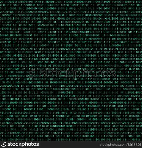 binary code abstract seamless pattern. vector teal color binary code text decorative abstract black background seamless pattern
